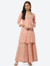 Printed Chanderi Kurta With Skirt & Jacket